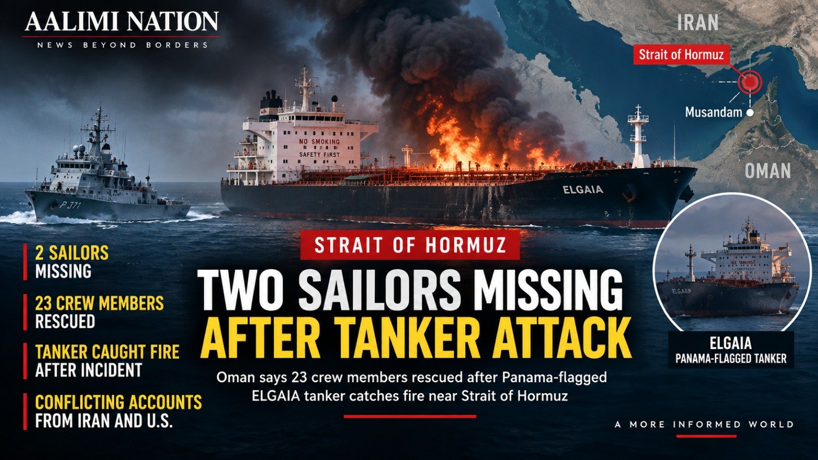 TWO SAILORS MISSING AFTER TANKER INCIDENT IN HORMUZ